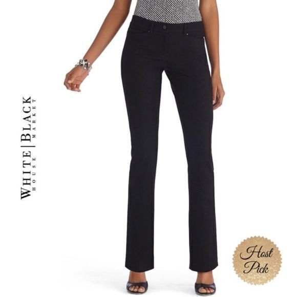 WHBM White House Black Market SLIM LEG PONTE BLACK PANTS SIZE 2 - Picture 1 of 11